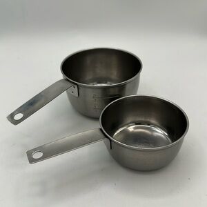 Vintage Foley stainless steel 1-cup and 1/2-cup measuring cups